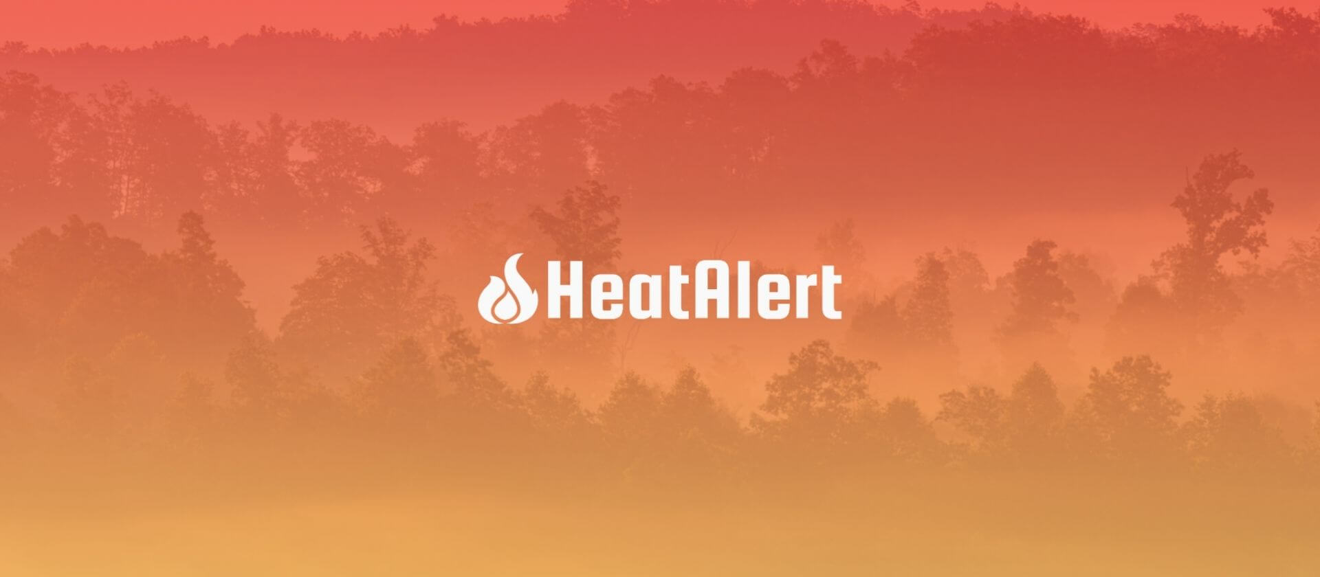 HeatAlert App cover image with a foggy tree line