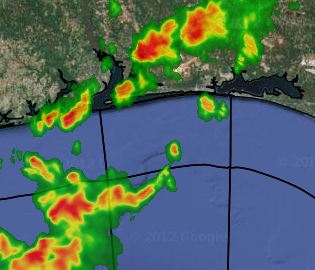 Weather radar satellite view of oncoming storm front