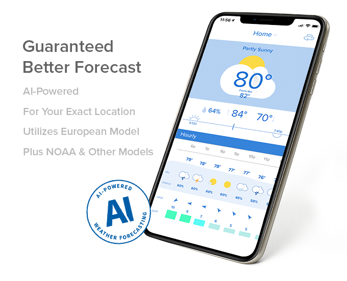 A smartphone with the Tempest weather app a guaranteed better forecast