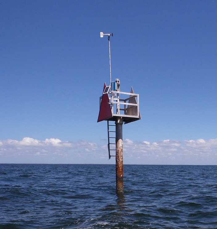 A weather tower in Apalachee Bay