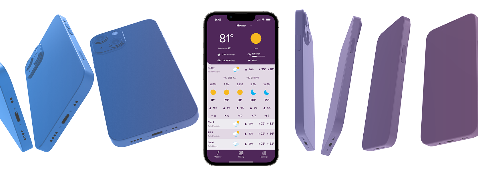 Smartphone with Tempest App showcasing personalized weather data banner