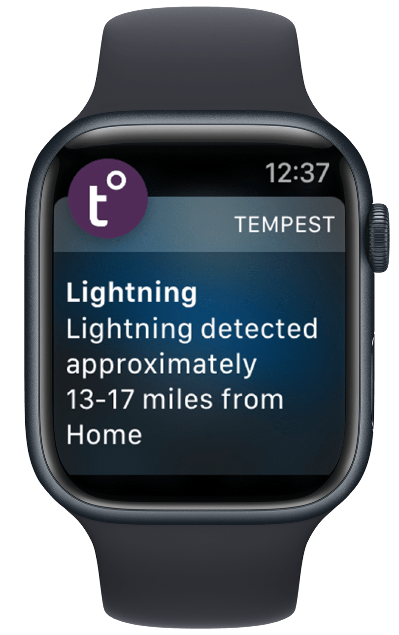 Tempest Weather App showcased on an Apple Watch